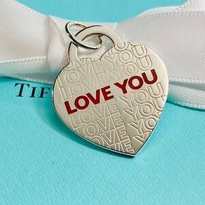 Authentic Tiffany & Co Love You Red Enamel Large Heart LG Charm box/pouch